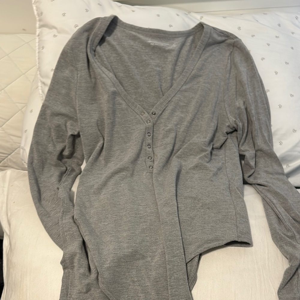 Abercrombie & Fitch Gray V-Neck Bodysuit